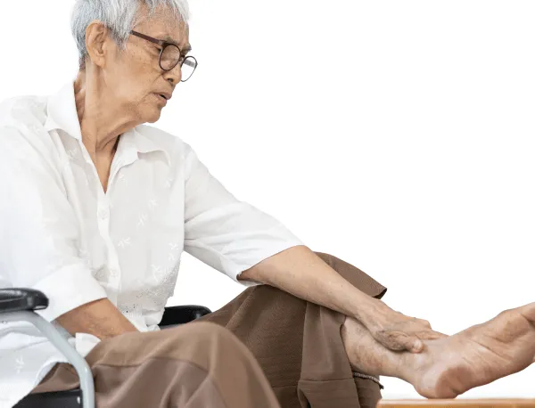 Doctor examining patient's foot